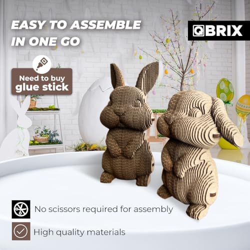 QBRIX Big-Eared Couple 3D Puzzles for Adults, 3D Model Kit for Teens, DIY Crafts for Home Decor, Original Gift for Boys&Girls 14+, Cardboard Model Building Kit - Image 3