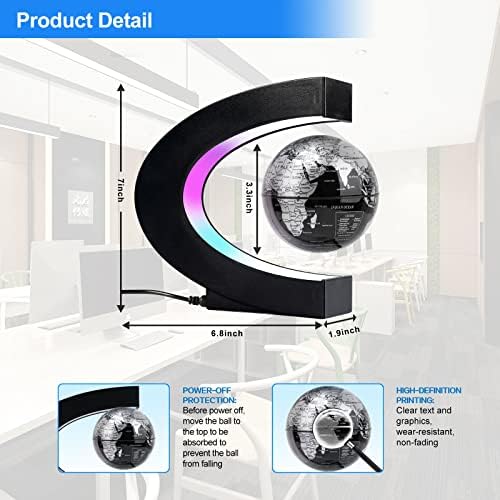 Flagest Magnetic Levitation Floating Globe, C Frame Levitating Globe with LED Lights, Cool Gadgets for Men Boys and Girls, Cool Tech Gifts for Office Bookshelf Home Desk Decor - Image 2