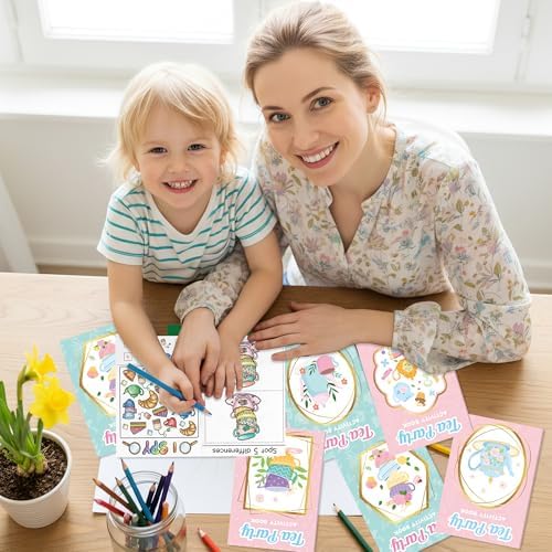 Bulk Tea Party Activity Books, 24Pcs Mini Game Coloring Book Set for Kids - Image 6