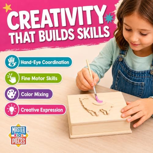 Masterpieces Craft Set - Llama Keepsake Box Classic Wood Paint Kit - Premium Quality Educational and Fun Activity for Kids and Families - Great Gift Idea for Holidays Birthdays and Everyday Use - Image 3