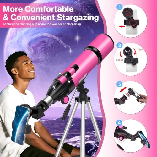 UncleHu 80mm Aperture, 600mm Refractor Travel Telescope for Adults and Kids - Image 5