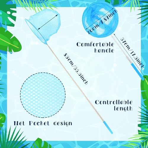 48 Pcs Plastic Fish Bowl with Ventilated Lids and Fishing Net Bulk Set Include 24 Fish Bowl with Handle and 24 Fishing Nets for Collecting Fishes Crabs Sea Creatures for Beach Party Favors - Image 2