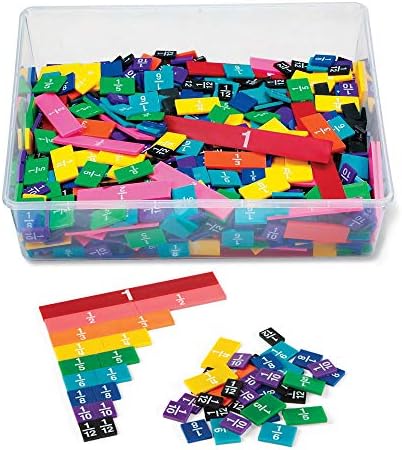 hand2mind Plastic Rainbow Fraction Tiles, Montessori Math Materials, Fraction Manipulatives, Unit Fraction, Fraction Bars Math Manipulatives, Fraction Games, Homeschool Supplies (15 Sets of 51 Pieces) by hand2mind