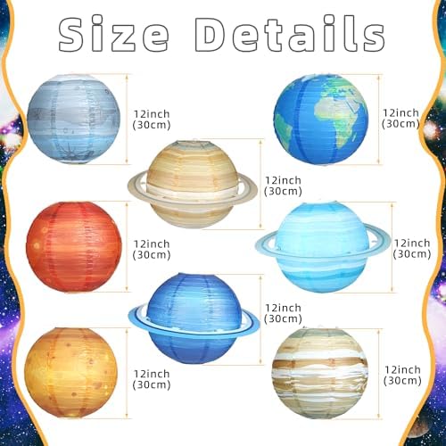 Planet Paper Lanterns, Planet Lanterns, 25 Pcs Paper Lanterns Party Decorations, Space Paper Lanterns for Kids Space Theme Party, Birthday Room Decorations - Image 2