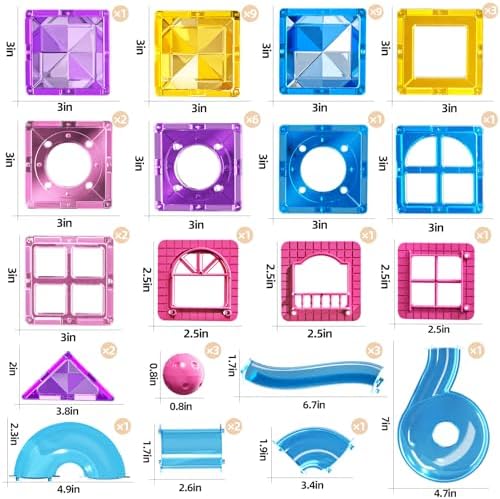 Magnetic Tiles Educational Toys, 50PCS Magnetic Blocks Building Set with Marbles Run for Kids Ages 4-8, Magnet Tiles STEM Learning & Sensory Toys for Girls Boys Perfect Preschool Toy for Toddlers 3-5 - Image 6