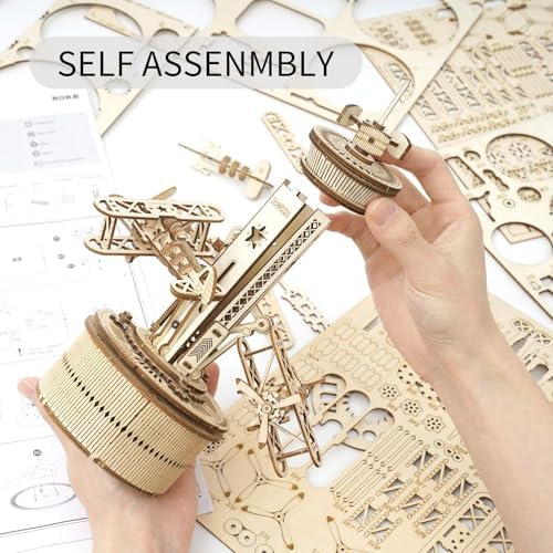 ROKR 3D Wooden Puzzle Mechanical Music Box,DIY Aircraft Model Kits to Build,Best Toy Gift for Teens,Adults on Birthday,Decoration for Room - Image 3