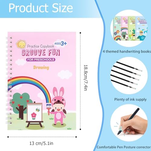 AALGO Handwriting Book Practice for Kids,Reusable Grooved Handwriting Books - Image 2