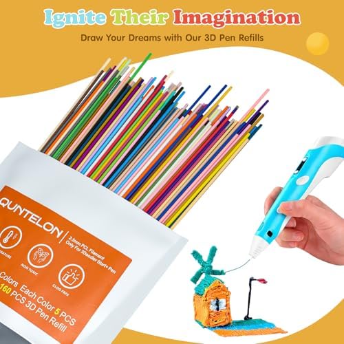 Upgraded 20cm Length 3D Pen PCL Filament Refills,Less Reloading,32 Colors 160 PCS,Low Temp Safe,Only Compatible with 3Doodler Start+ 3D Pen for Drawing & DIY Art Projects - Image 6