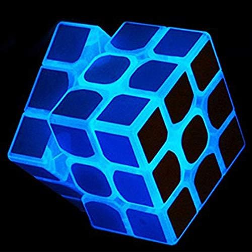 3x3 Blue Fluorescent Speed Cube Glow in Dark Magic Speed Cube 3-D Brain Teasers IQ Puzzles for Kids and Adults (3x3 Blue Fluorescent) by SHUYUE