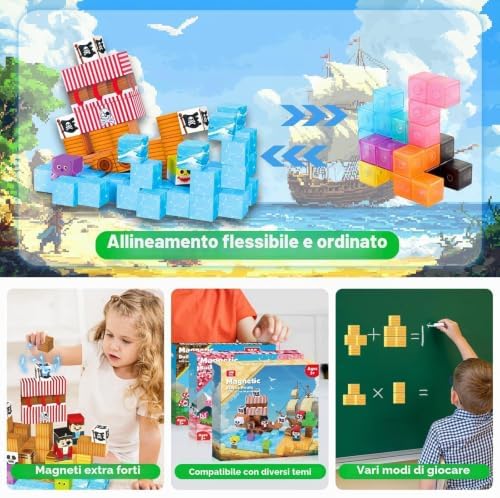 ToyUnited Magnetic Blocks - 100PCS Build Pirate-Ship World Set - Image 5