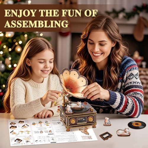 3D Wooden Puzzle Music Box for Adults-Cats Phonograph Music Box - Image 5