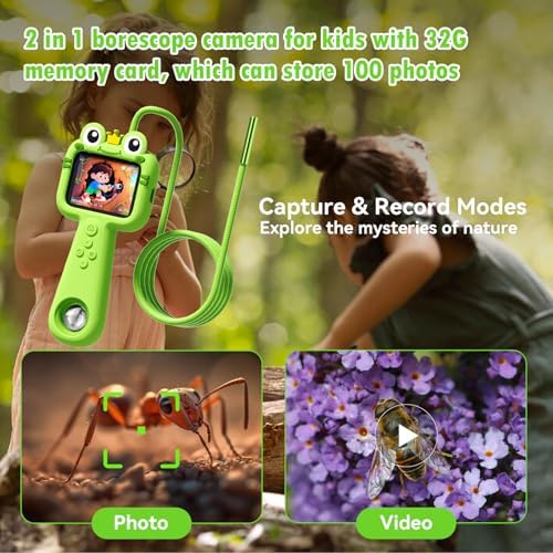 Kids Borescope with Light Borescope Camera for Kids Rechargeable STEM Science Educational Outdoor Toy with 32GB Card Nature Outside Exploration Birthday Gift for Boys Girls Ages 4,5,6,7,8,9,10,11,12 - Image 2