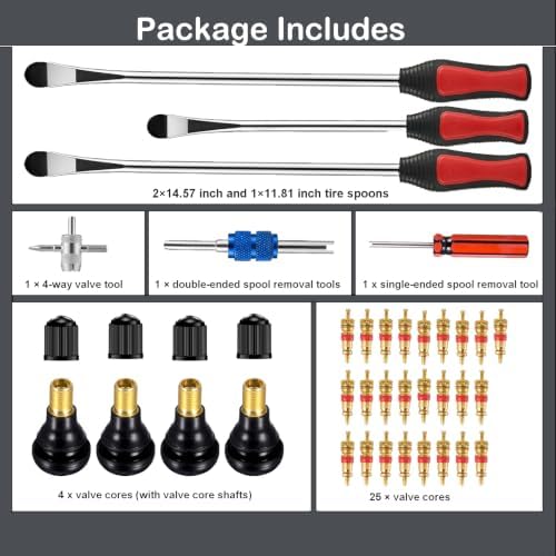 Upgraded Steel Tire Spoons with Tire Valve Core Removal Tools Set 35 PCS - Image 2