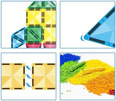 Magnet Tiles Building Block Toy Set Travel Size Mini Diamond Series Magnetic Construction Magnetized Connecting Blocks Promote Fun STEM Learning Child Brain Development for Ages 3+ EPM12 - Image 2