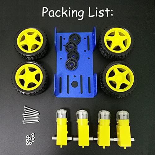 4wd Robot Car Chassis Kit with Metal Robotic Frame & 4pcs TT Encoder DC Motor for Arduino/Raspberry Pie/Microbit, DIY Remote Control Mobile Moving Robotics Platform for Maker Education Spy Monitor - Image 5