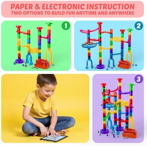MaxTronic Marble Run kit, 109 Pcs Marble Maze Race Building Blocks Toy Game & STEM Learning Toys Christmas Birthday Gift for Kids Aged 3-12 - Image 5
