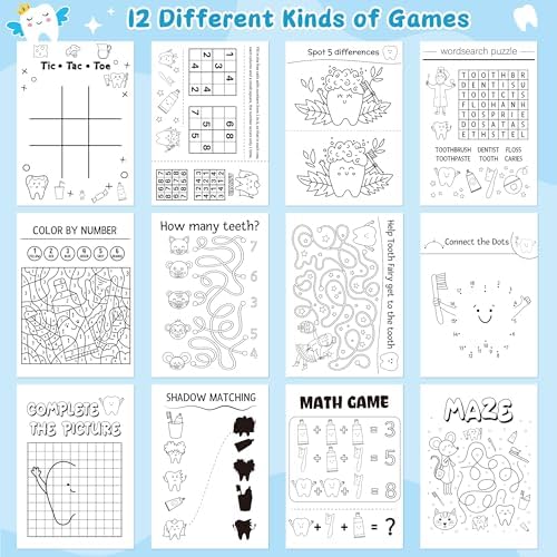 Bulk Tooth Activity Books, 72Pcs Mini Games Coloring Book Set for Kids - Image 2