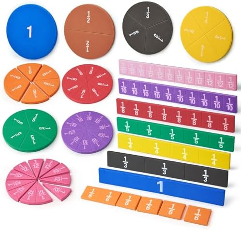 TOMMYHOME Magnetic Fraction Tiles for Kid's Maths Toys.Standing Teaching aids for Primary .Help Kids Learn Fractions (R+Rectangular) by TOMMYHOME