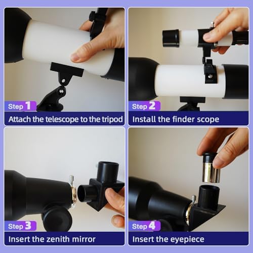 Telescope for Kids, 60mm 90x White Telescope with Cute Stickers - Image 6