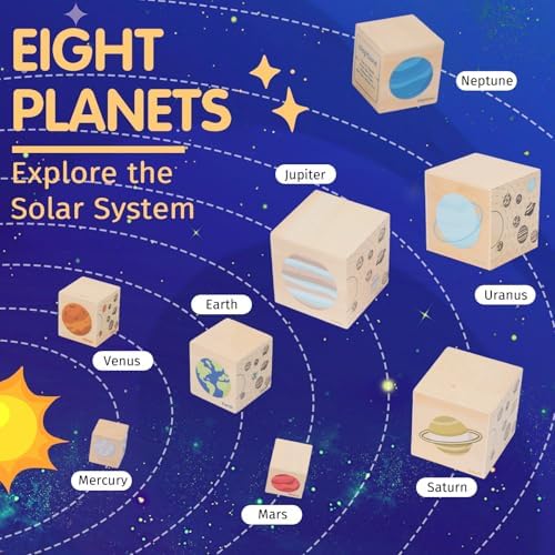 Wooden Solar System Nesting & Stacking Blocks, Planets Toy for Kids 3-5 - Image 5