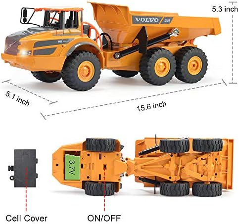 DOUBLE E Volvo RC Dump Truck Toy for Kids, Articulated Hauler, Remote Control Construction Toys Vehicles with Lights, Birthday Gifts Ideas for Boys Age 6 7 8 9 10 Year Old and up - Image 6
