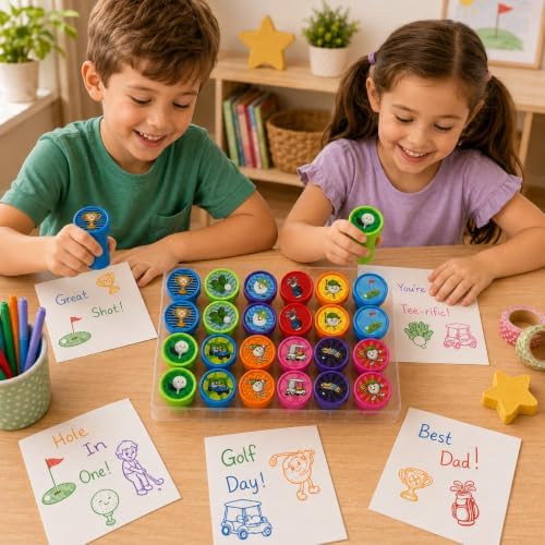 Cinrobiye 24 Pcs Golf Stampers Party Favor Set, Cute Sports Golf Stamps for Kids Birthday Party, Classroom Rewards, Carnival Prizes, Goody Bag Fillers, Sports Themed Party Supplies - Image 5