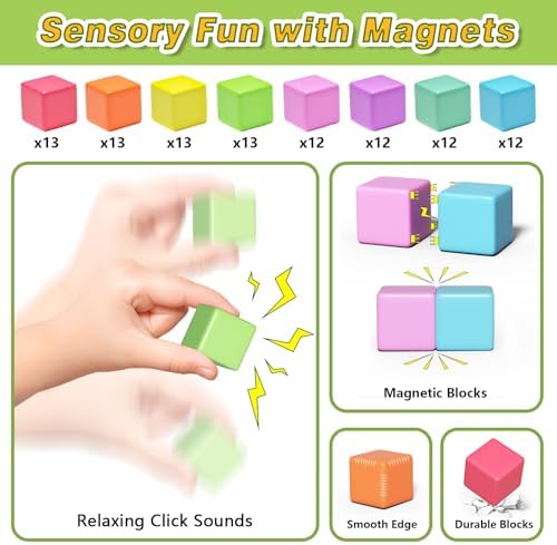 Apluses Magnetic Blocks for Kids Toys, Magnetic Building Cubes Toy for Sensory STEM Autism Education Preschool, Magnet Toys for 3 4 5 6 Year Old, Birthday Gifts Games for Boys Girls - Image 2
