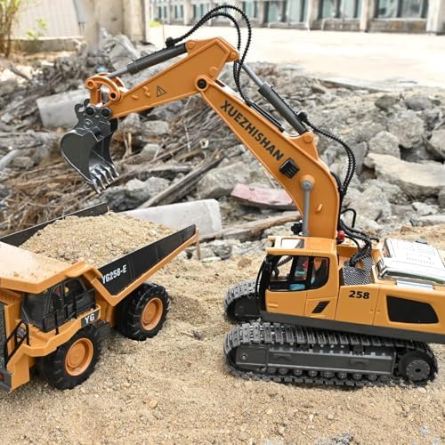 KidsFaves Remote Control Excavator Toys for Boys Realistic Metal Bucket - Image 3
