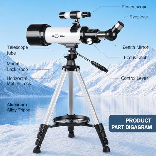 Koolpte Telescope for Kids, 70mm/500mm AZ Refractor for Beginners, White - Image 3