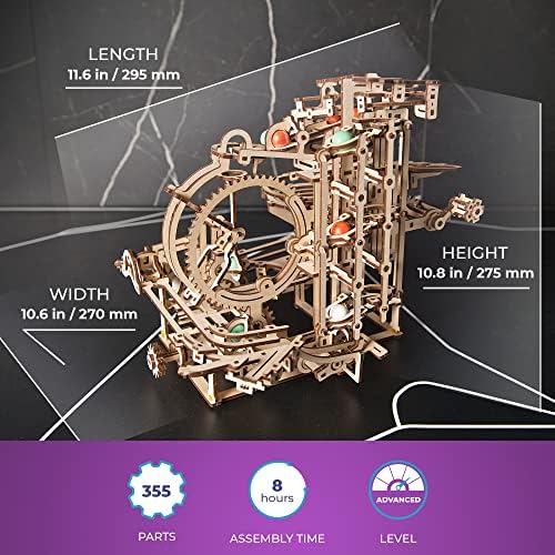UGEARS Marble Run Stepped Hoist, Model Kit, 3D Puzzle, Fun DIY Model Kit Crafts for Adults - Unique Gift 3D Puzzle for Adult Marble Game for Hobby Enthusiasts - 355 Pcs - Image 3