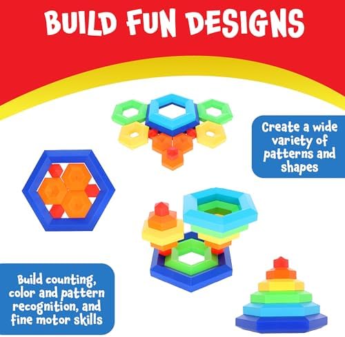 POPULAR PLAYTHINGS Hexacus Pyramid Stacking Blocks, 12 Pieces - Image 3