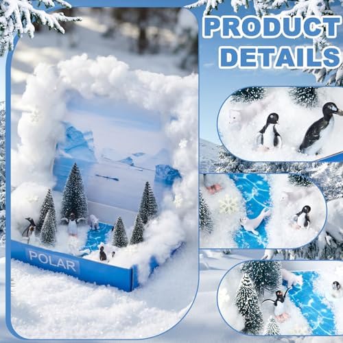 AmazingSpark 40 Pcs Arctic Polar Diorama Box Kit Habitat Project Box Set - Image 4