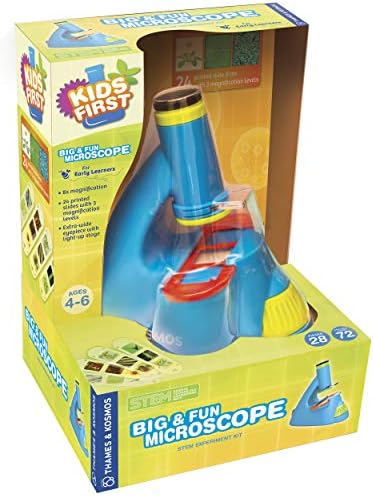Kids First Big & Fun Microscope Science Experiment Kit | Easy-to-Use Kids Microscope | Ages 4-6 | STEM Experiment Guide and Full-Color User Manual | 72 Images | Extra-Wide Eyepiec with Light-up Stage by Unknown