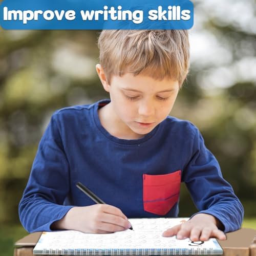 chiazllta Grooved Cursive Handwriting Workbook with Disappearing Ink Pens Magic Reusable Grooved Cursive Writing Practice for Beginners Kids Kickoff Student Workbook Homeschooling Supplies (Number) - Image 6