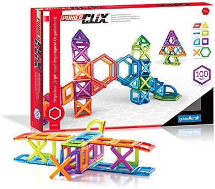 Guidecraft PowerClix Frame Magnetic Building Blocks Set, 100 Piece Magnetic Tiles, Stem Educational Construction Toy by Unknown