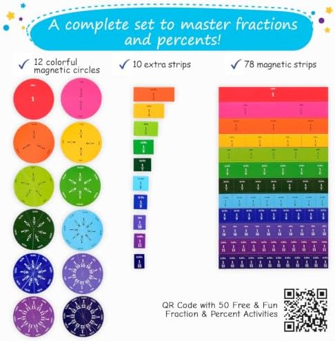 166 PCS Simply Magic Magnetic Fraction Tiles & Fraction Circles Percentages - Image 3