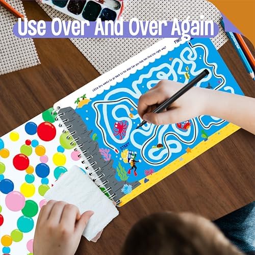 SpriteGru Dry Erase Mazes Game Pad, 30 Mazes Reusable & Erasable Book, Fun Brain Challenge Games Interesting Educational Toy and Learning Tool for Road Trip Airplane Travel - Image 7