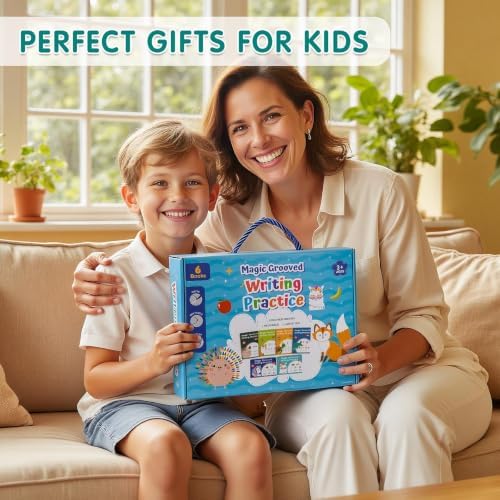 8-Books Magic Grooved Writing Practice, Tiny Thinkers Reusable Indented Handwriting Practice for Kids 3-5, Your Little Explorer Motor Magic Happy Writer System - Image 7