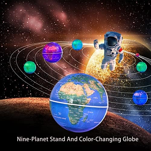 Magnetic Levitation Floating Rotating 3in Globe With Colored Lamp For Men Boss Cool Office Decor Gifts Or Kids Desk Toys,Nine planetary solar systems astronomy educational cosmic earth globe - Image 5