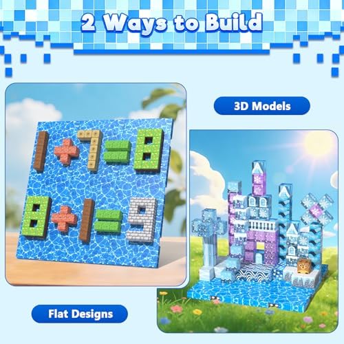 8PCS 4" x 4" Magnetic Building Block Base Plates for Kids, Strong Grip Magnetic blocks Base Compatible with Most Popular Magnetic Blocks & Cubes, STEM Educational Toys for Boys Girls Ages 3+ (Water） - Image 6