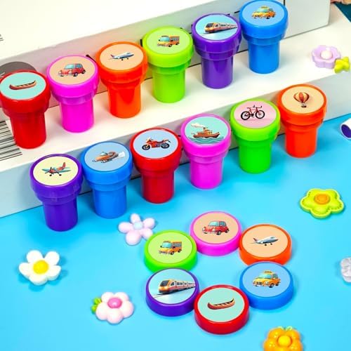 Cinrobiye 24 Pcs Transportation Stampers Party Favor Set, Cute Vehicle Stamps for Kids Birthday Party, Classroom Rewards, Educational Learning Toys, Goody Bag Fillers, Themed Party Supplies - Image 3