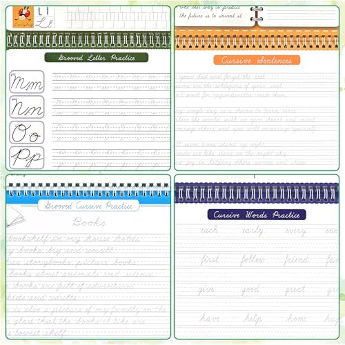 4-Pack Reusable Grooved Cursive Handwriting Workbooks with Disappearing Ink - Image 6