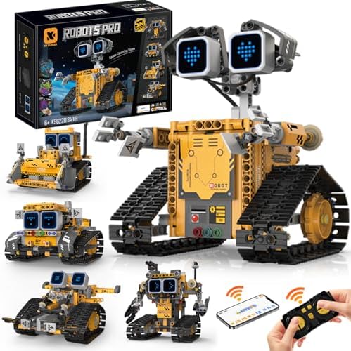 Gohero Robot Building Kit，5 in 1 STEM Toys for Boys Toys Age 8-10 with Remote & App Control，Robotics Technic Kits with 16 LED Expressions，Christmas & Birthday Gifts for Teen Boys & Grils (373 PCS) by gohero