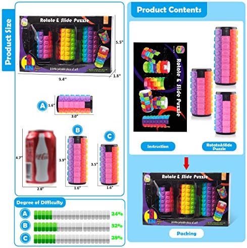 R.Y.TOYS Rotate and Slide Puzzle-Design Patent,Fidget Toys(Restore Order/Create Patterns) 8 Colors,6, 7 and 8 Layers-Detach Piece for Quick Play,Brain Teaser,Sensory Toys,Easter Basket Stuffers - Image 5