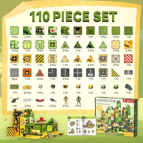 VigorFun Army Toys Magnetic Tiles Building Blocks Set for Kids Ages 3+ - Image 2