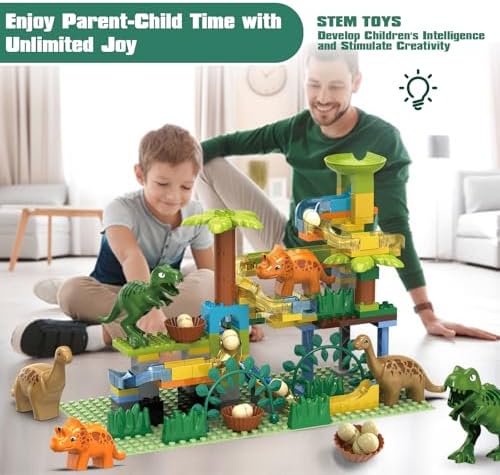 Dinosaur Marble Runs for Kids 4-8 Building Blocks/125Pcs Classic Big Blocks Compatible with LEGO DUPLOS for Age 3-5/Montessori Learning STEM Toys/Marble Maze Gift Toy for Kids Age 3,4,5,6,7,8+ - Image 6