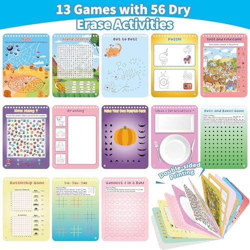 Elfew 2 Pack Reusable Travel Games Activity Books for Kids Ages 4-8, 8-12 - Image 2