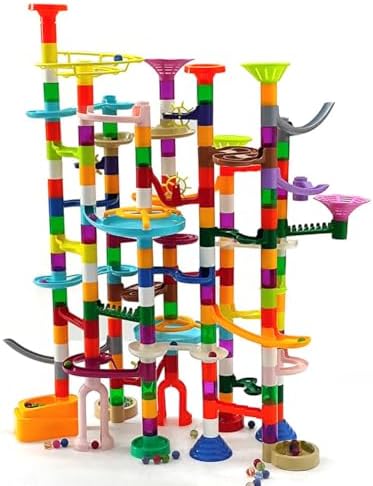 Marble Run - 200Pcs Maze Game Construction Building Toy, Race Track Set with 30pcs Glow in Dark Plastic Marbles STEAM Building Toys Gift for Kids (Marble run-200) by dspitwod