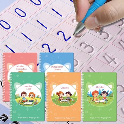 Reusable Grooved Handwriting Workbooks,Magic Copybook,Magic Writing Practice copy books, to help children improve their handwriting ink Practice Age 3-8 ​Calligraphy for kids(Character edition) by FREKNOW