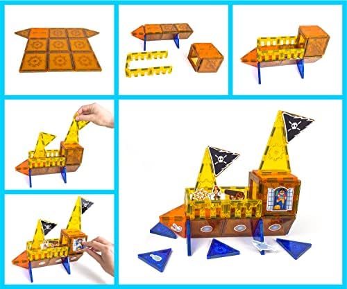 Tytan Tiles Pirate Ship & Island 60-Piece Magnetic Tiles Building Set, Fun Kids’ STEM Toy, Creative Play, Shape & Pattern Recognition, Fine Motor Skills, Includes Storage Bag, Ages 3 and Up - Image 5